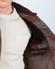 Mens Ethnic Aztec Quilted Fur Lined Jacket - Burgundy