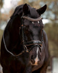 Aurelia Rose Gold Black Patent Snaffle Bridle with Removable Flash
