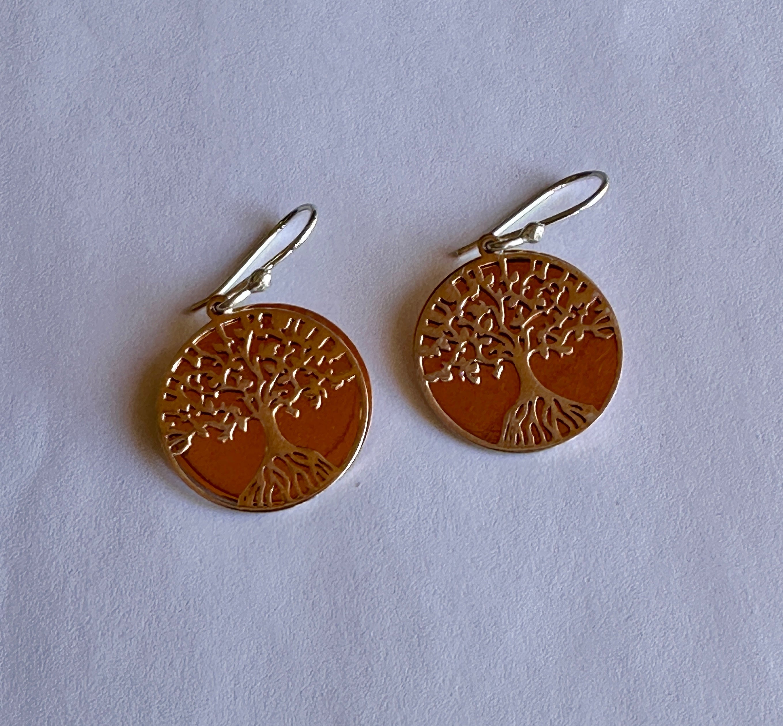 SILVER & COPPER TREE OF LIFE EARRINGS