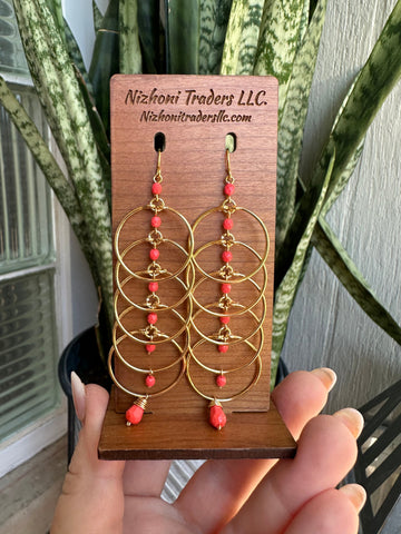 The Golden Collection: Handmade Coral Beaded Earrings