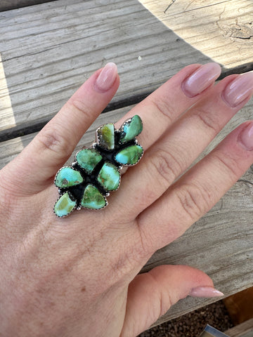 Handmade Sonoran Mountain Turquoise & Sterling Silver Adjustable Cluster Ring