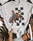 Checkered Cowboy TEE or CREWNECK
