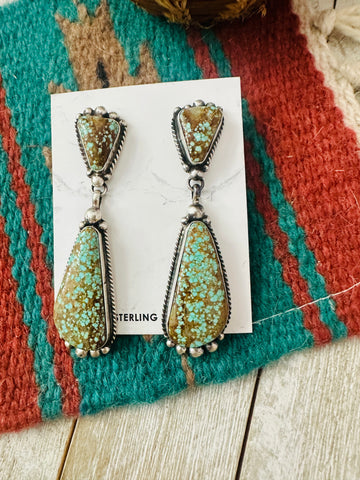 Navajo Number 8 Turquoise and Sterling Silver Dangle Earrings