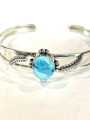 Handmade Sterling Silver Golden Hills Turquoise Cuff Bracelet-Adjustable