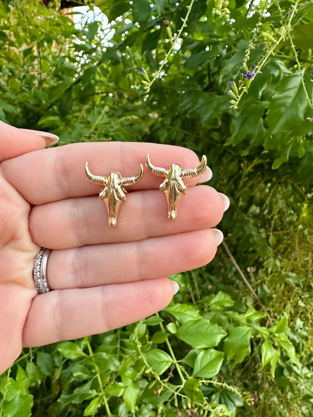 Handmade 14K Gold-Plated Bull Head Stud Earrings-The Golden Collection