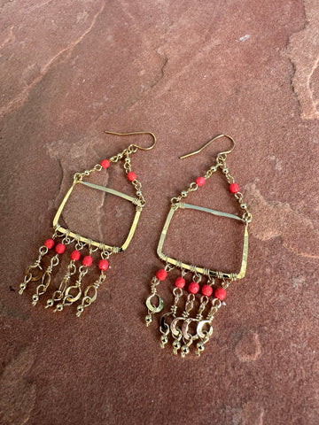 Golden Collection: September Sunrise Handmade Coral Beaded Earrings