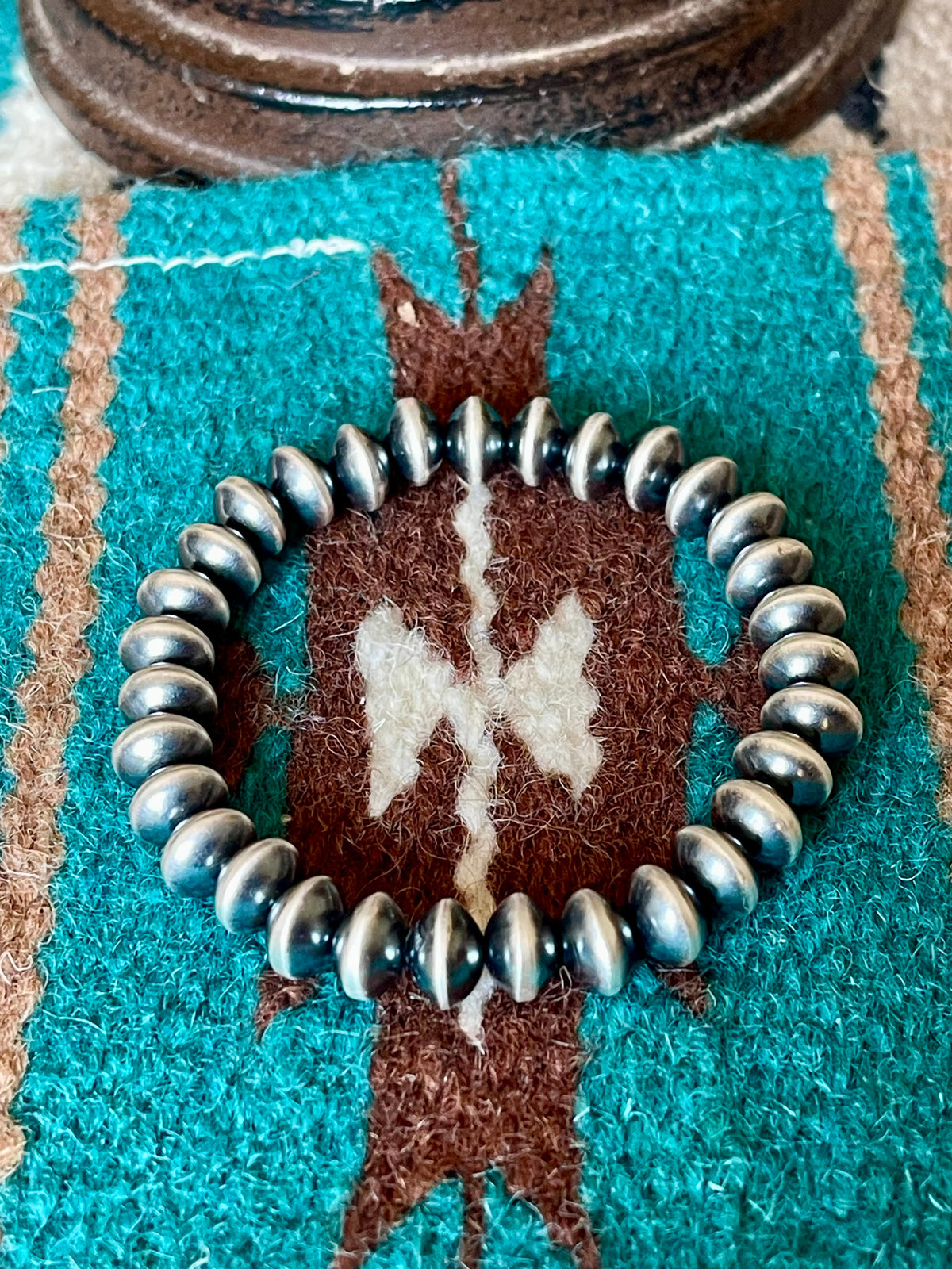 Handmade Navajo 8mm Sterling Silver Beaded Bracelet | Everest Ranch