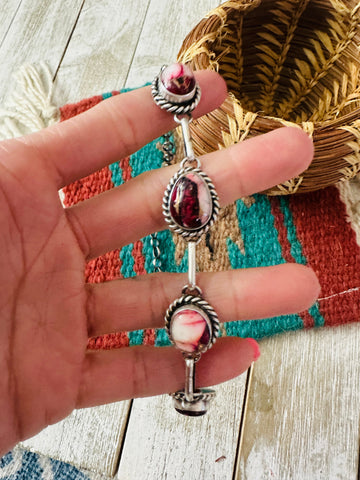 Navajo Rose Dahlia & Sterling Silver Necklace