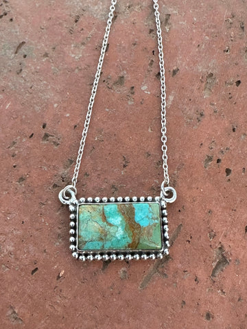 Handmade Sterling Silver Kingman Turquoise Bar Necklaces