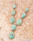 Genuine Blue Turquoise Roped Golden Bronze Y Necklace