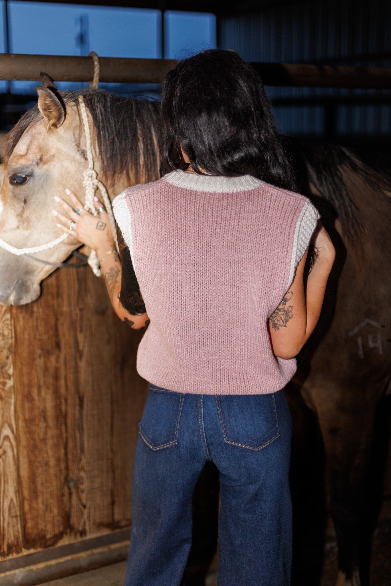 The Woven Horseshoe Sweater Vest in Pink
