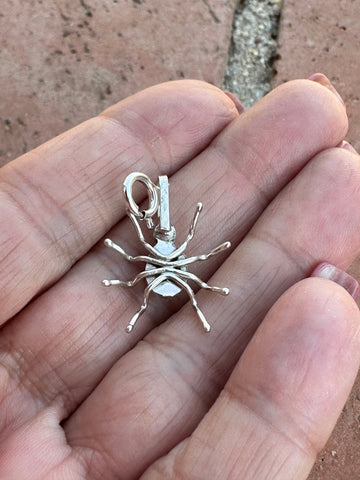 Navajo Crafted Sterling Silver and Turquoise Spider Charm