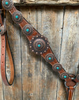 Medium Oil Copper Turquoise Browband Tack Set  
