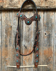 Medium Oil Copper Turquoise Browband Tack Set  