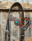 Medium Oil Copper Turquoise Browband Tack Set  