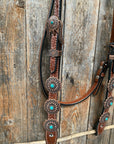 Medium Oil Copper Turquoise Browband Tack Set  