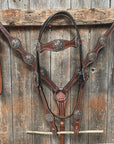 Medium Oil Basketweave Flower and Cactus Browband/One Ear Tack Set  