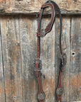 Medium Oil Basketweave Flower and Cactus Browband/One Ear Tack Set  