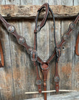 Medium Oil Basketweave Flower and Cactus Browband/One Ear Tack Set  