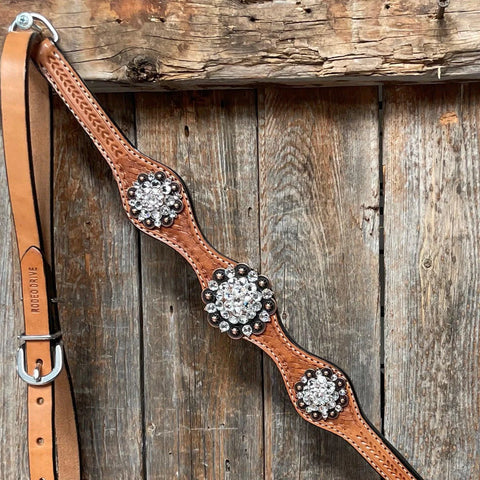 Light Oil Basketweave Clear Browband/One Ear Tack Set