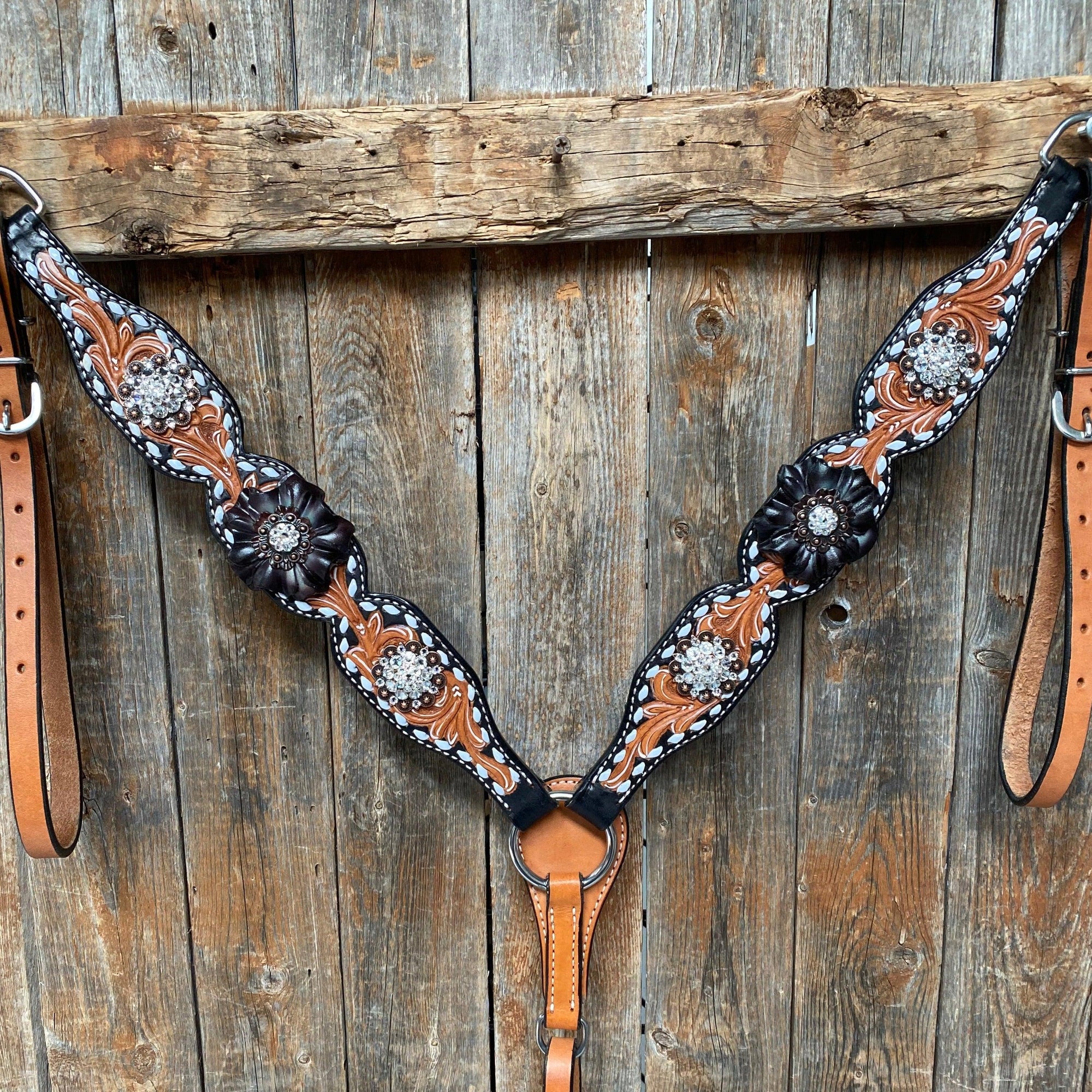 Classic Black and Clear Browband/One Ear Tack Set  