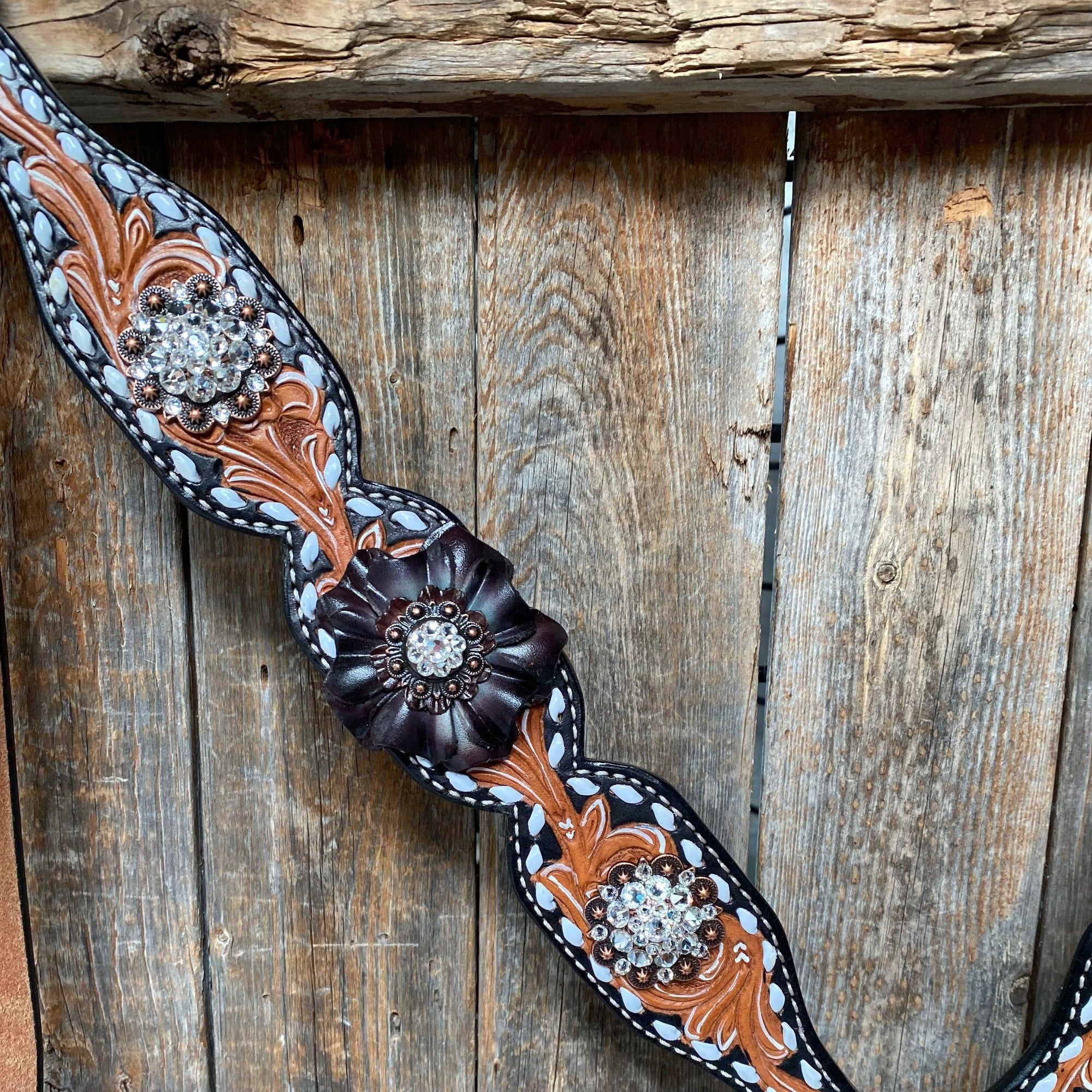 Classic Black and Clear Browband/One Ear Tack Set  
