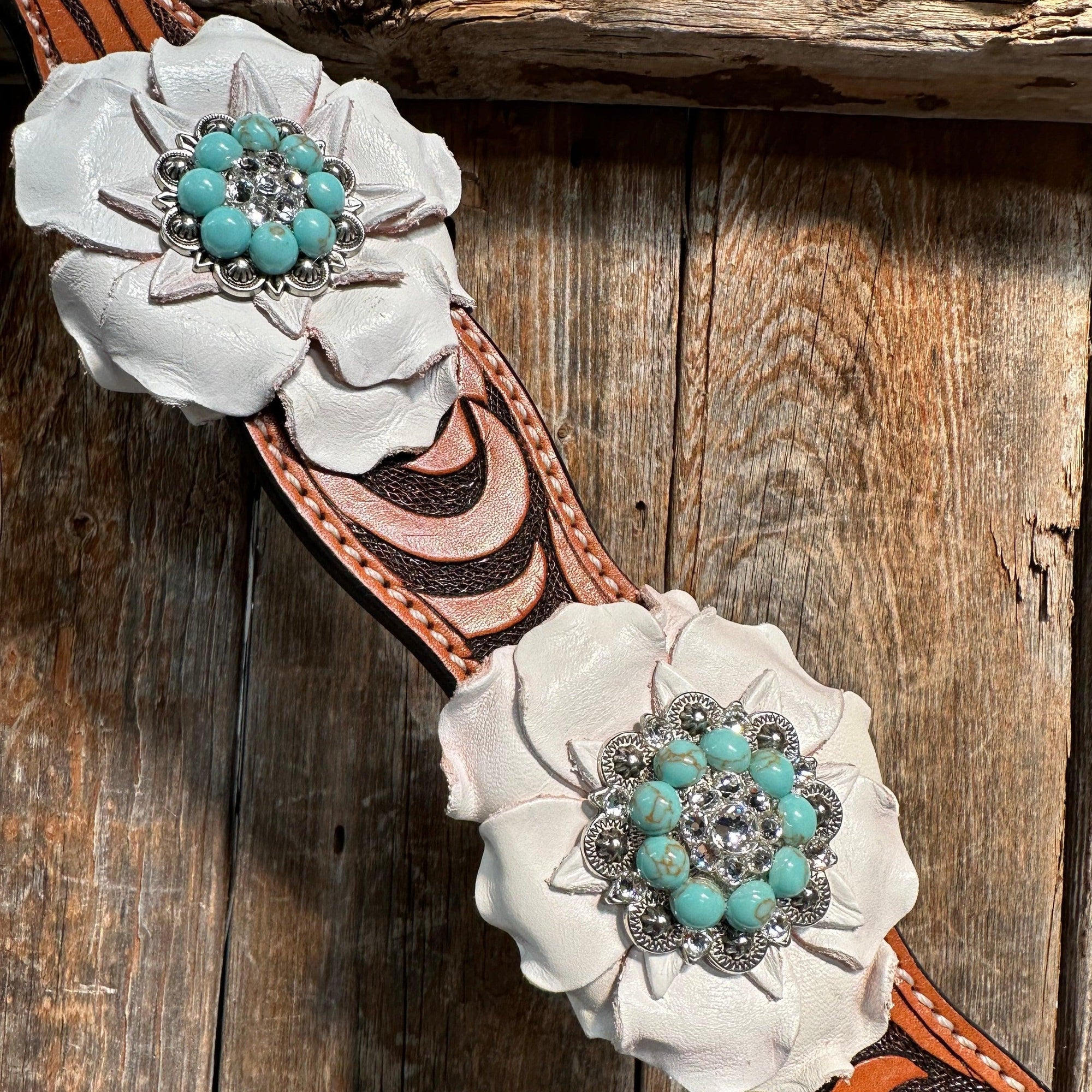 Zebra Turquoise and White Browband / Breastcollar Tack Set 