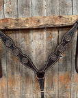 Copper Dot Honeycomb Rose Browband / One Ear Tack Set 
