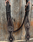 Copper Dot Honeycomb Rose Browband / One Ear Tack Set 