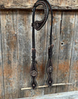 Copper Dot Honeycomb Rose Browband / One Ear Tack Set 