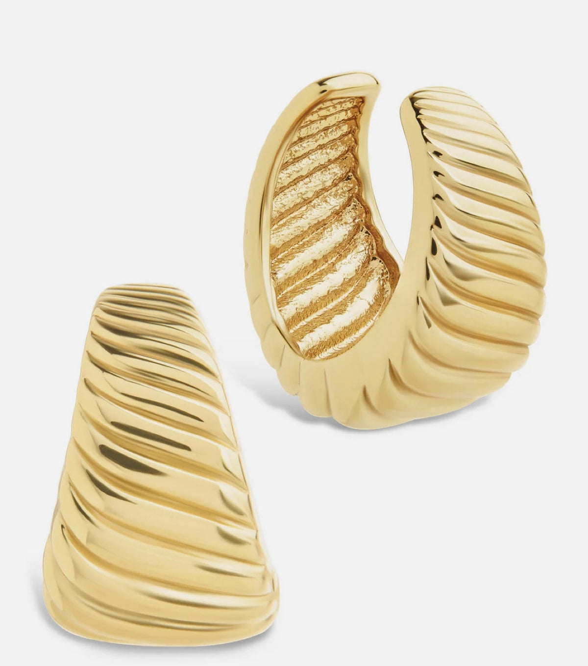 12k GOLD BETH TWISTED CROISSANT EAR CUFF