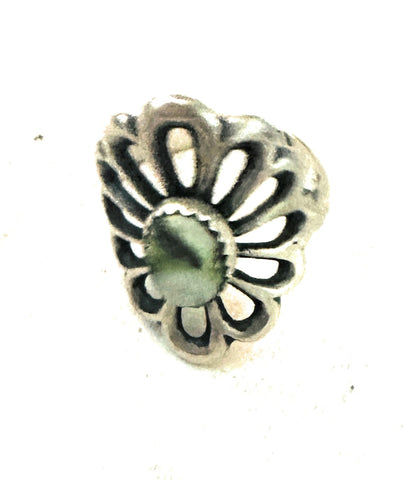 Navajo Sterling Silver & Palomino Turquoise Flower Ring