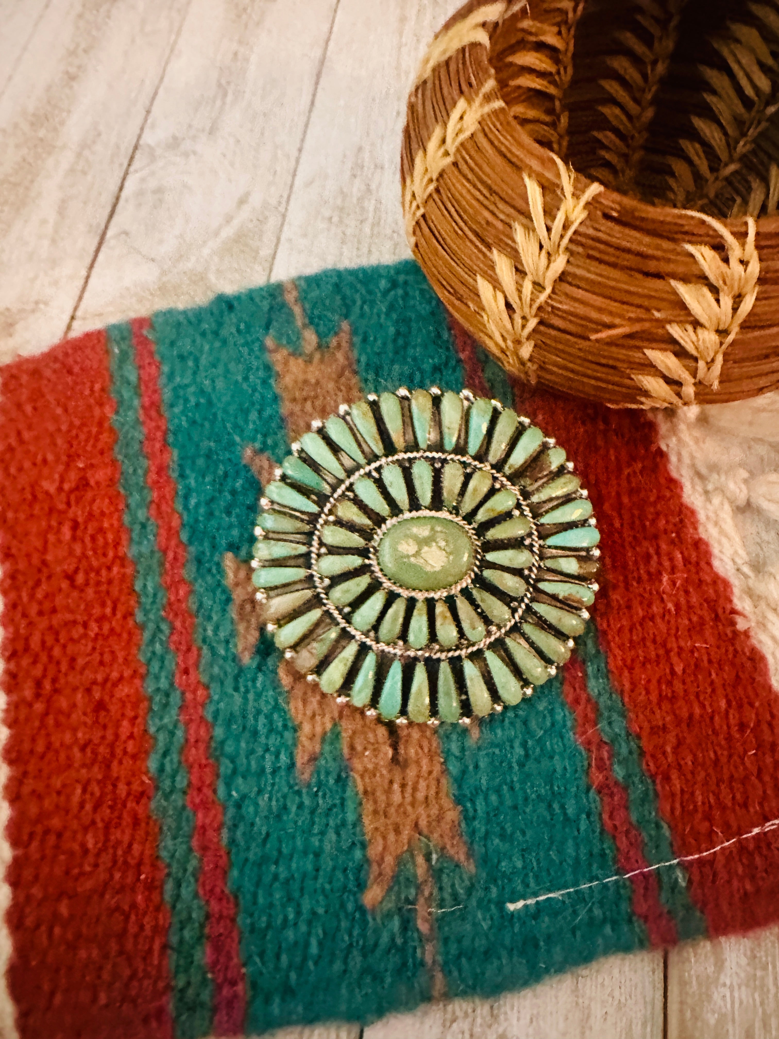 Navajo Turquoise & Sterling Silver Cluster Hair Barrette