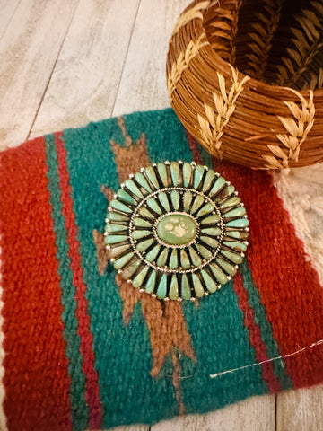 Navajo Turquoise & Sterling Silver Cluster Hair Barrette