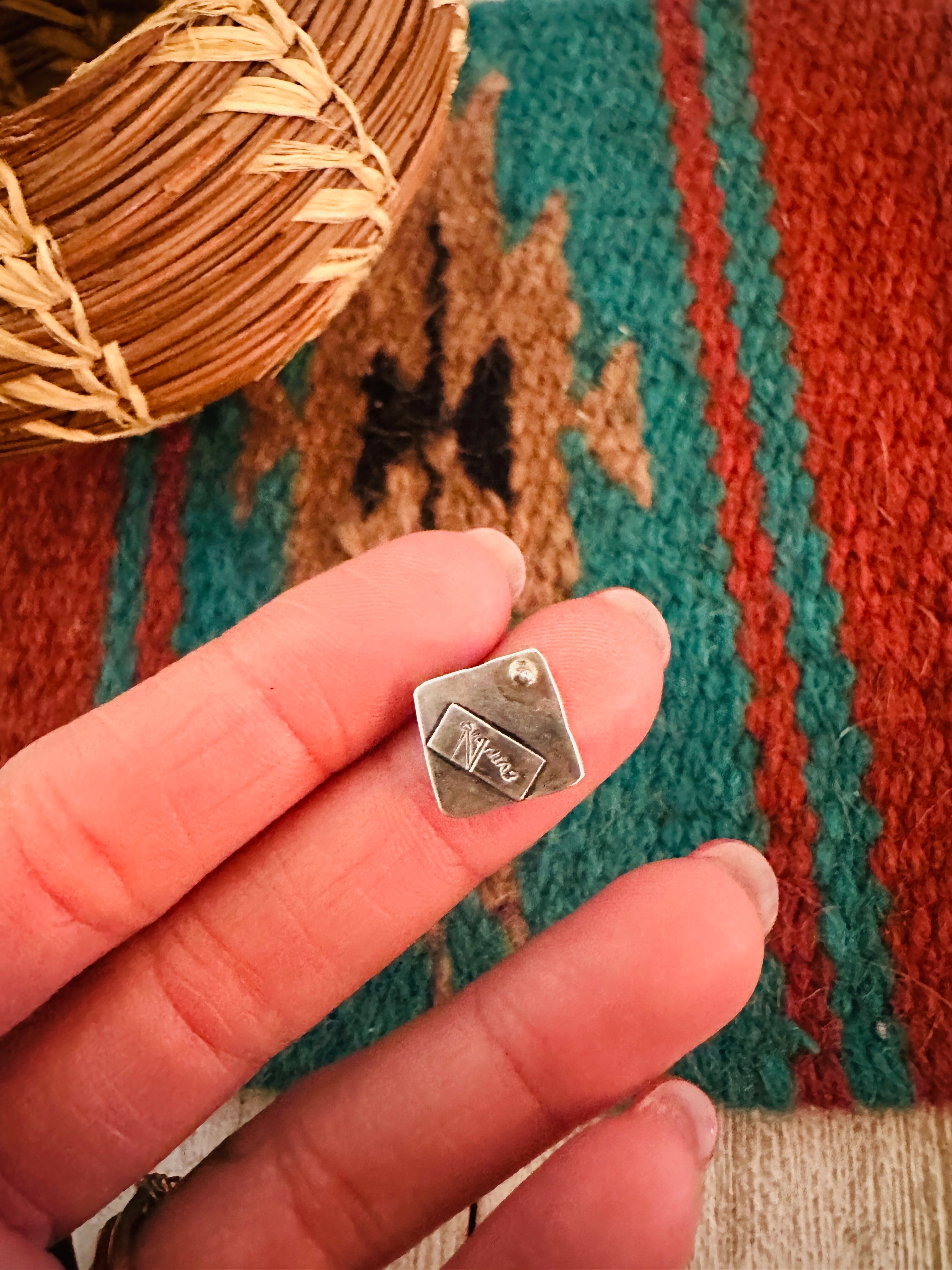 Navajo Sterling Silver & Purple Spiny Cluster Stud Earrings