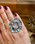Adjustable Cowboy Hat Ring – Kingman Turquoise – Sterling Silver – Navajo Handmade by Robby Manuelito – USA