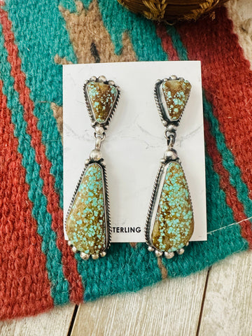 Navajo Number 8 Turquoise and Sterling Silver Dangle Earrings