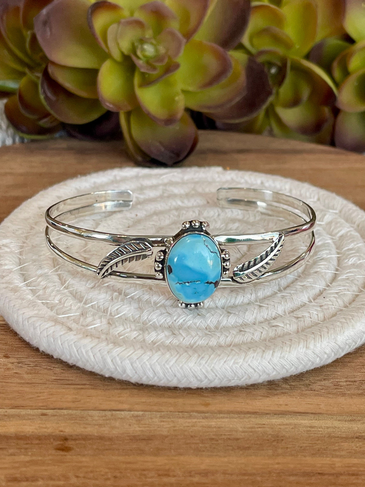 Handmade Sterling Silver Golden Hills Turquoise Cuff Bracelet-Adjustable