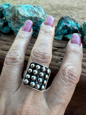 Handmade Sterling Silver 4mm Ball Ring Adjustable