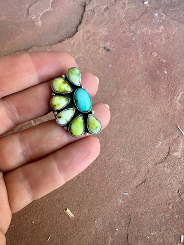 Handmade Sonoran Mountain Turquoise Crescent Ring | Sterling Silver