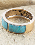 Inlay Blue Chrysocolla and Golden Band Ring