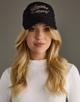 Bourbon Cowgirl Script Embroidered Baseball Hat - Black
