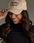 Bourbon Cowgirl Script Embroidered Baseball Hat -Tan