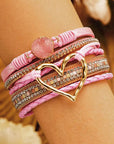 Bohemian Heart Rhinestone Magnetic Buckle Bracelet