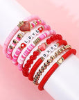 Valentines LOVE XOXO Heart Shape Beaded Bracelet Set