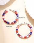 Patriotic Multicolored Bead Hoop Earrings