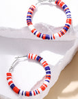 Patriotic Multicolored Bead Hoop Earrings