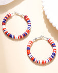 Patriotic Multicolored Bead Hoop Earrings