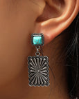 Silvery Retro Western Geometric Turquoise Stud Earrings
