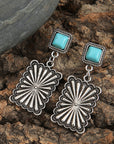 Silvery Retro Western Geometric Turquoise Stud Earrings